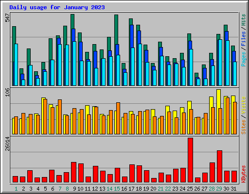 Daily usage for January 2023