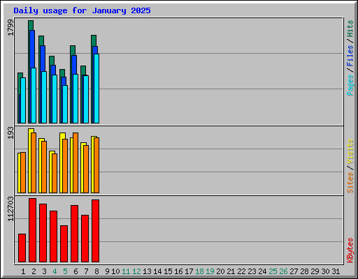 Daily usage for January 2025