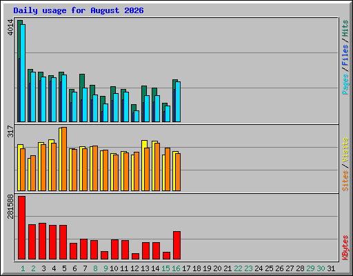 Daily usage for August 2026